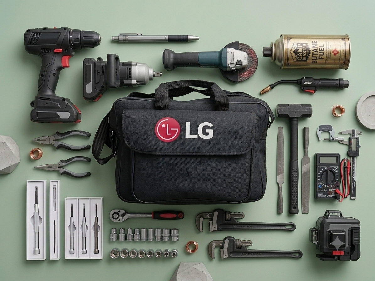 LG Service Bag with tools laid out showing capacity