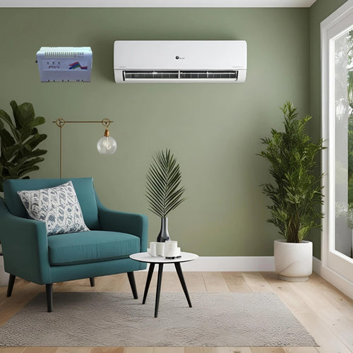 Godrej stabilizer installed with inverter AC in living room